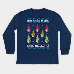 Deck the Halls with Fireballs! Kids Long Sleeve T-Shirt